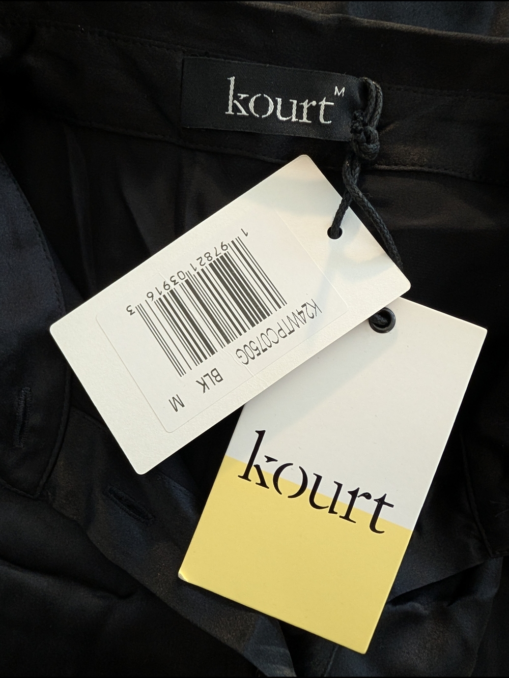 NWT Kourt Black Satin Button-Up Shirt - Picture 3 of 4